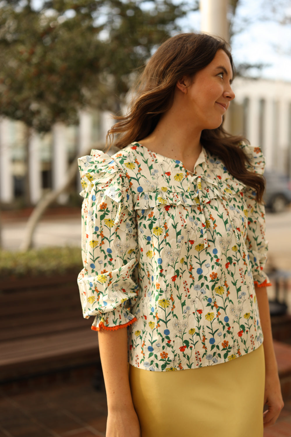 Lottie Floral Top - Ivory
