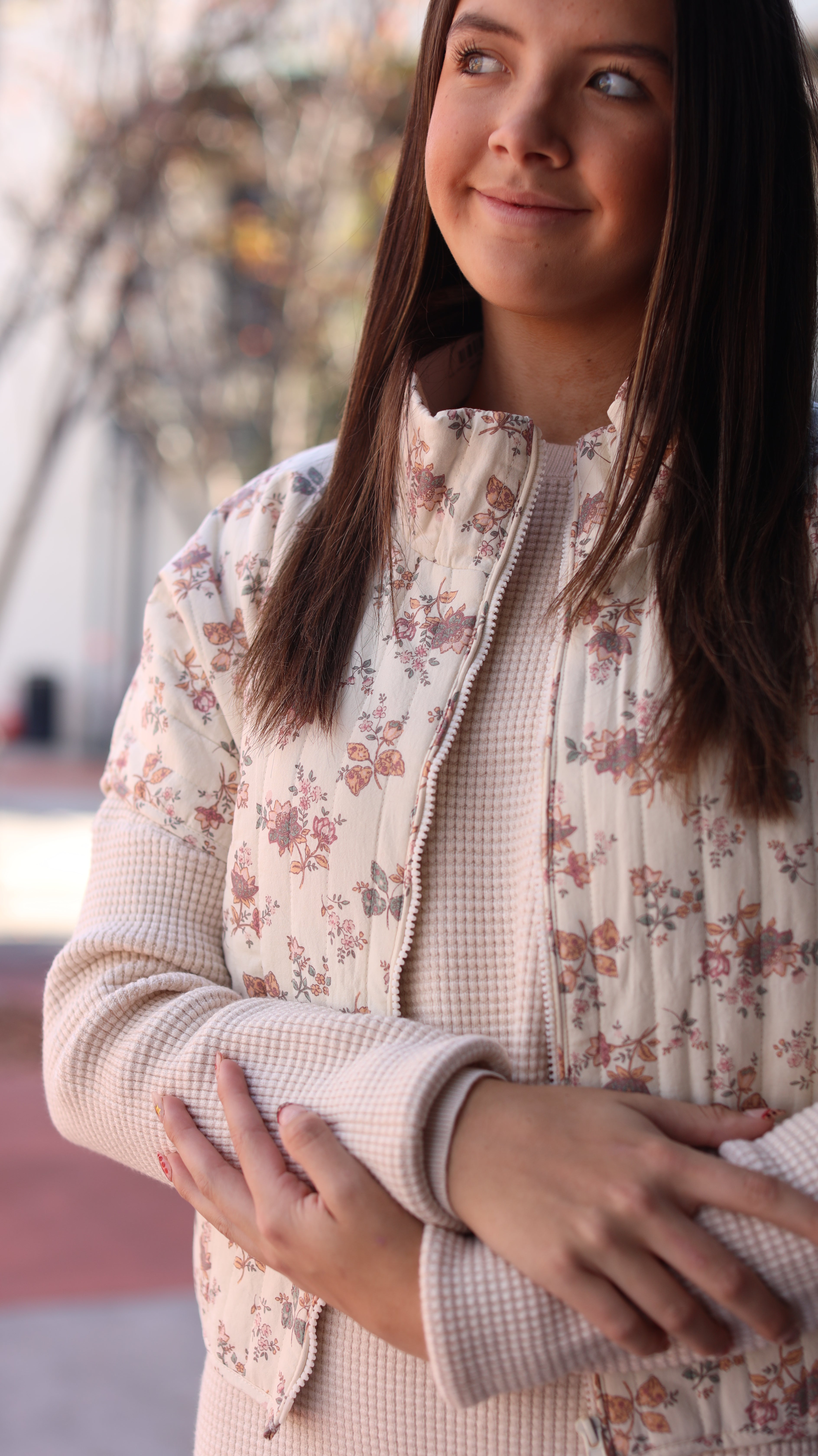 Joyner Quilted Vest - Ivory Floral
