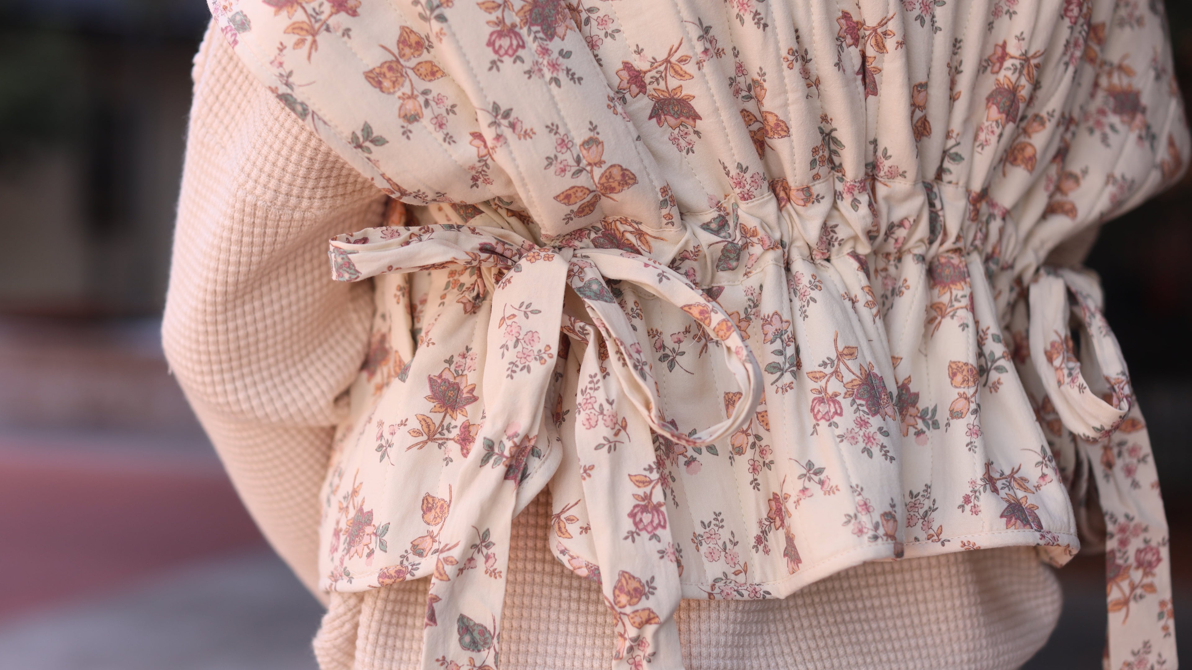Joyner Quilted Vest - Ivory Floral