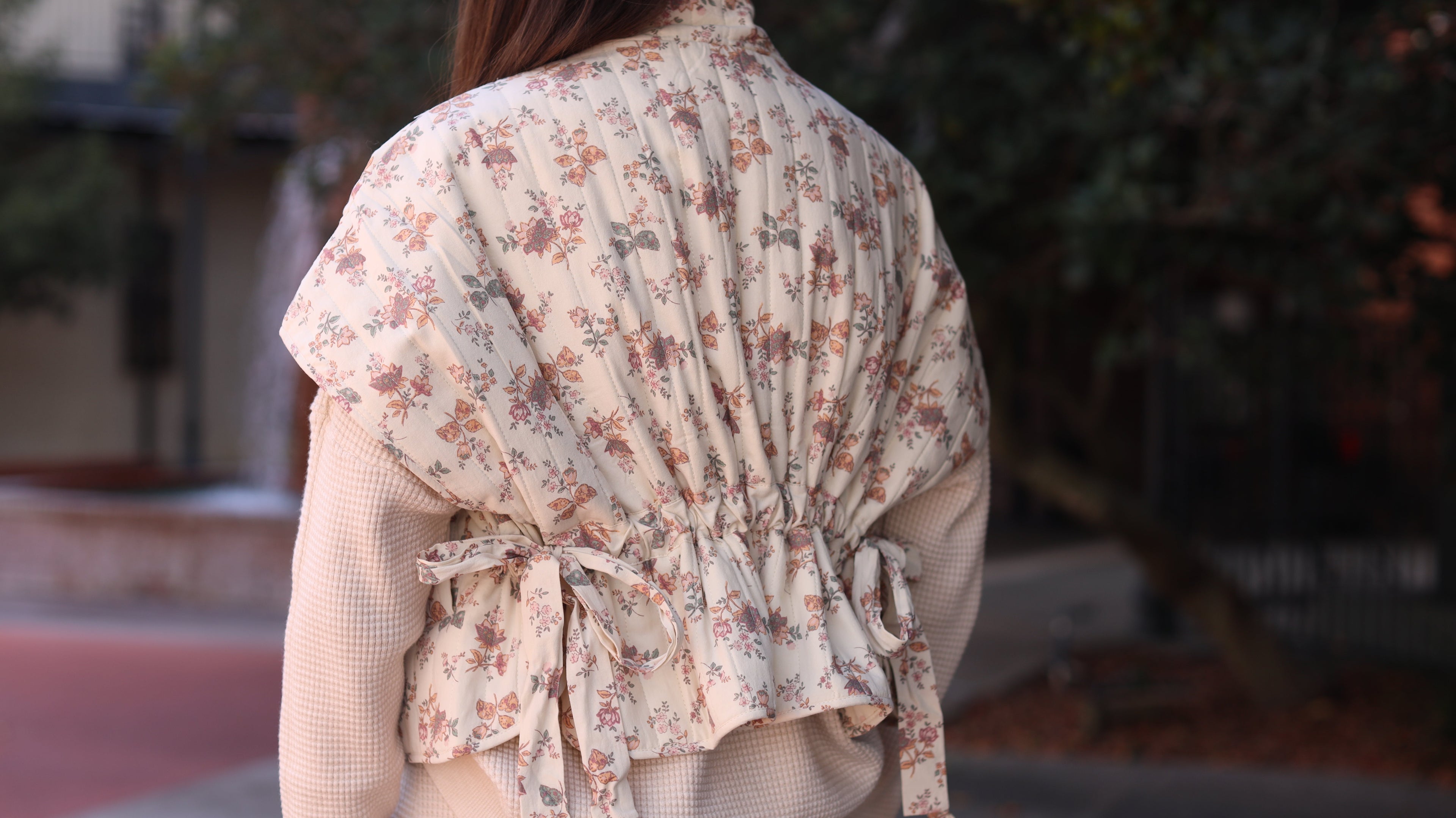 Joyner Quilted Vest - Ivory Floral